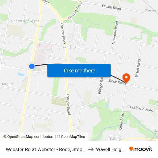Webster Rd at Webster - Rode, Stop 37 to Wavell Heights map