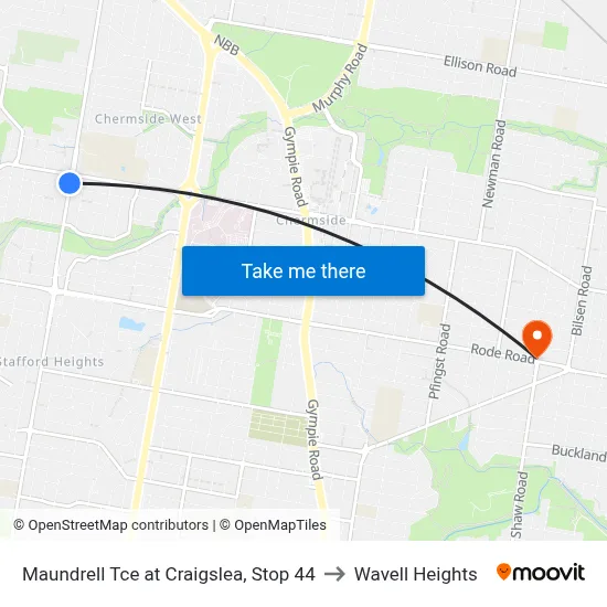 Maundrell Tce at Craigslea, Stop 44 to Wavell Heights map