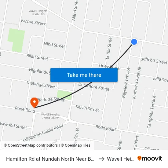 Hamilton Rd at Nundah North Near Bayview Tce to Wavell Heights map