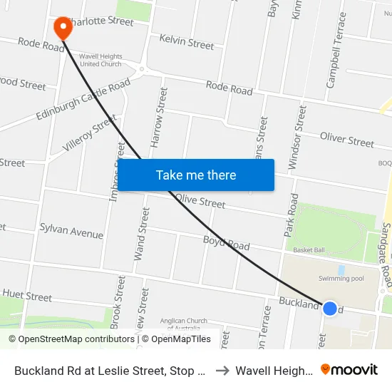 Buckland Rd at Leslie Street, Stop 38 to Wavell Heights map