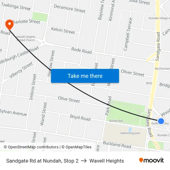 Sandgate Rd at Nundah, Stop 2 to Wavell Heights map