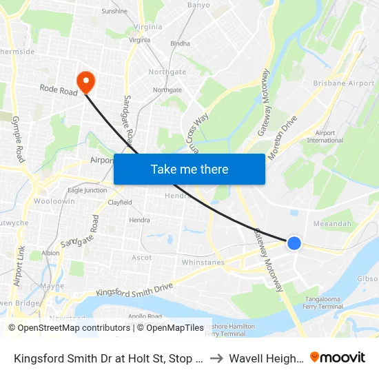 Kingsford Smith Dr at Holt St, Stop 43 to Wavell Heights map