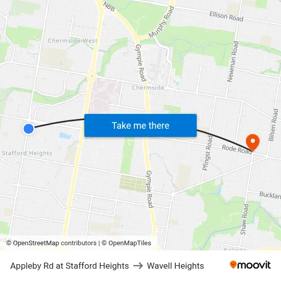 Appleby Rd at Stafford Heights to Wavell Heights map