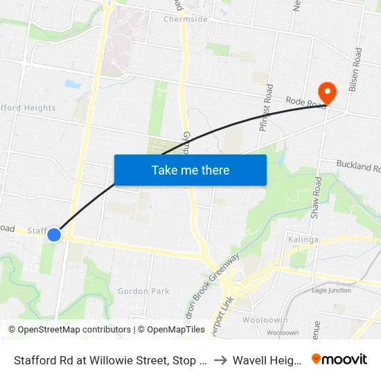 Stafford Rd at Willowie Street, Stop 30a to Wavell Heights map