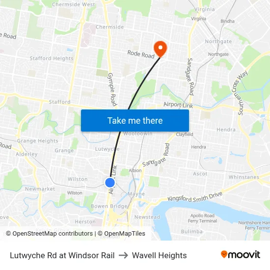 Lutwyche Rd at Windsor Rail to Wavell Heights map