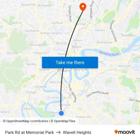 Park Rd at Memorial Park to Wavell Heights map