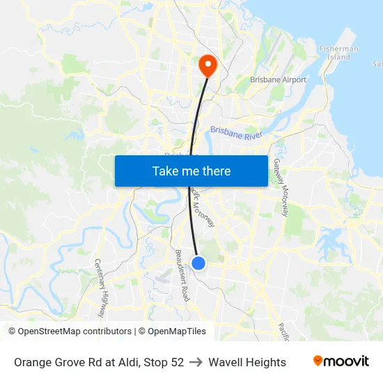 Orange Grove Rd at Aldi, Stop 52 to Wavell Heights map