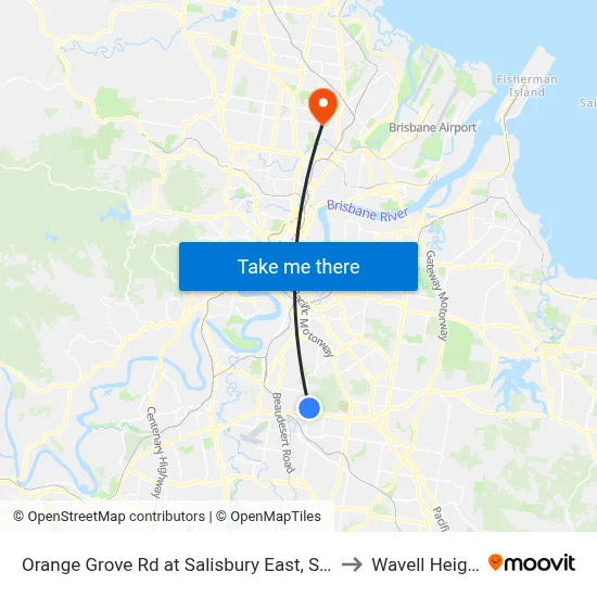 Orange Grove Rd at Salisbury East, Stop 51 to Wavell Heights map