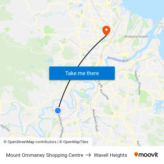 Mount Ommaney Shopping Centre to Wavell Heights map