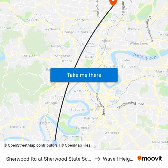 Sherwood Rd at Sherwood State School to Wavell Heights map