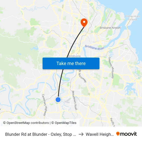 Blunder Rd at Blunder - Oxley, Stop 66 to Wavell Heights map