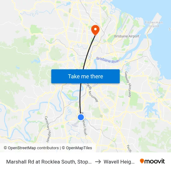 Marshall Rd at Rocklea South, Stop 41 to Wavell Heights map