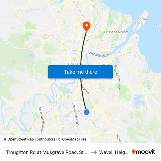 Troughton Rd at Musgrave Road, Stop 39 to Wavell Heights map