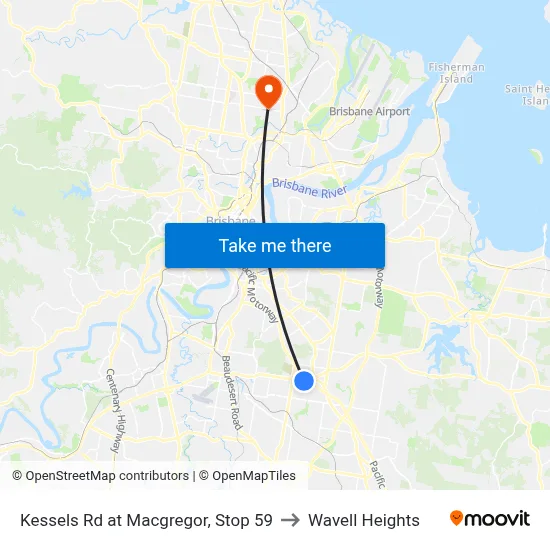 Kessels Rd at Macgregor, Stop 59 to Wavell Heights map