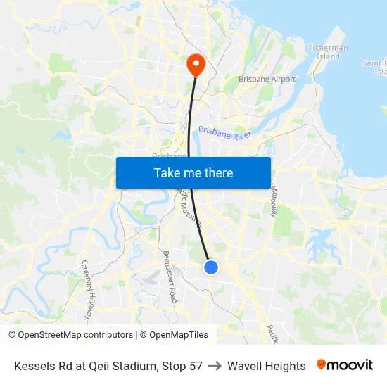 Kessels Rd at Qeii Stadium, Stop 57 to Wavell Heights map