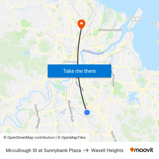 Mccullough St at Sunnybank Plaza to Wavell Heights map