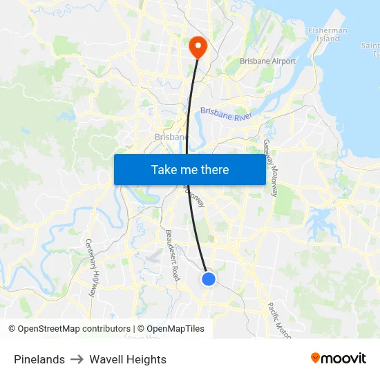 Pinelands to Wavell Heights map