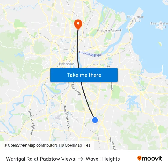 Warrigal Rd at Padstow Views to Wavell Heights map