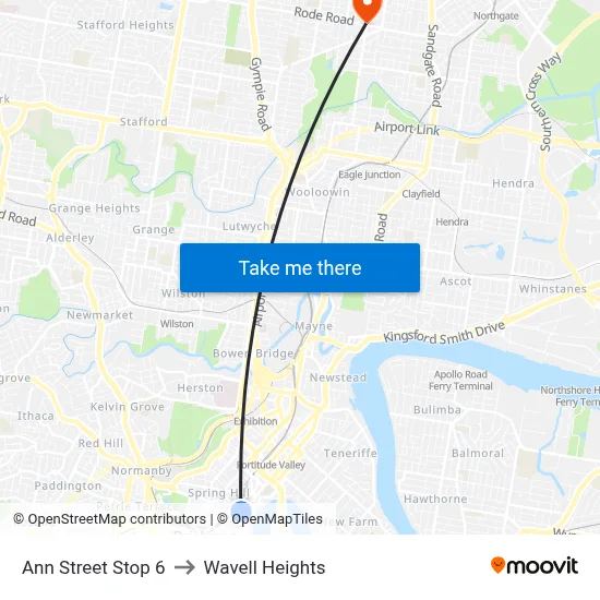 Ann Street Stop 6 to Wavell Heights map