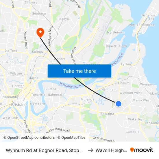 Wynnum Rd at Bognor Road, Stop 45 to Wavell Heights map