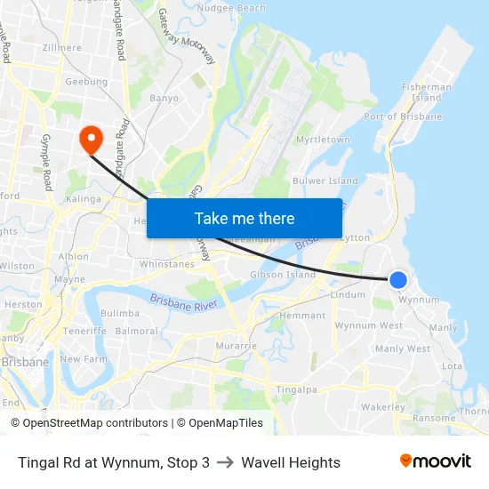 Tingal Rd at Wynnum, Stop 3 to Wavell Heights map