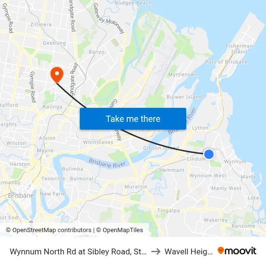 Wynnum North Rd at Sibley Road, Stop 38 to Wavell Heights map