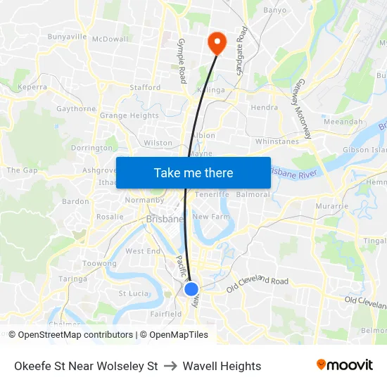 Okeefe St Near Wolseley St to Wavell Heights map