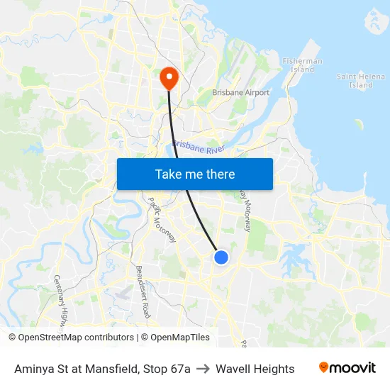 Aminya St at Mansfield, Stop 67a to Wavell Heights map