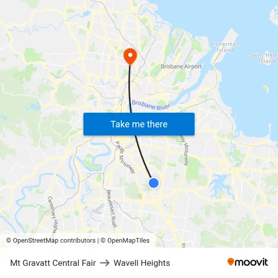 Mt Gravatt Central Fair to Wavell Heights map