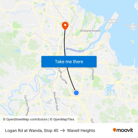 Logan Rd at Wanda, Stop 40 to Wavell Heights map