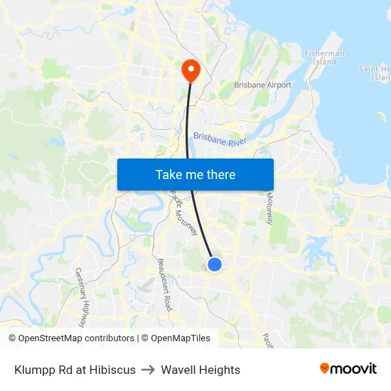 Klumpp Rd at Hibiscus to Wavell Heights map