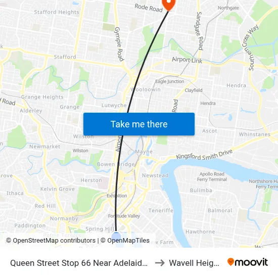 Queen Street Stop 66 Near Adelaide St to Wavell Heights map