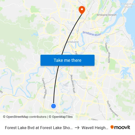 Forest Lake Bvd at Forest Lake Shops to Wavell Heights map