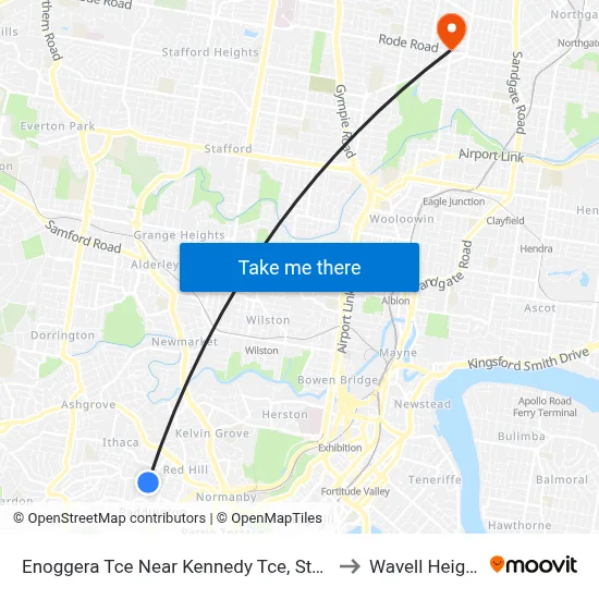 Enoggera Tce Near Kennedy Tce, Stop 10 to Wavell Heights map