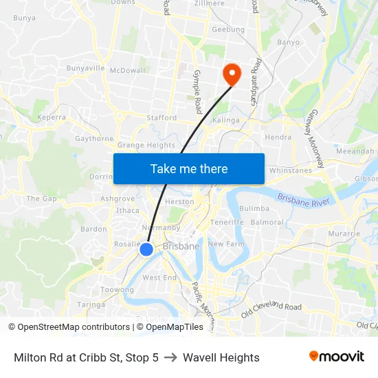 Milton Rd at Cribb St, Stop 5 to Wavell Heights map