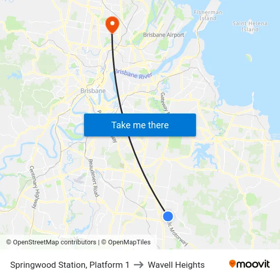 Springwood Station, Platform 1 to Wavell Heights map
