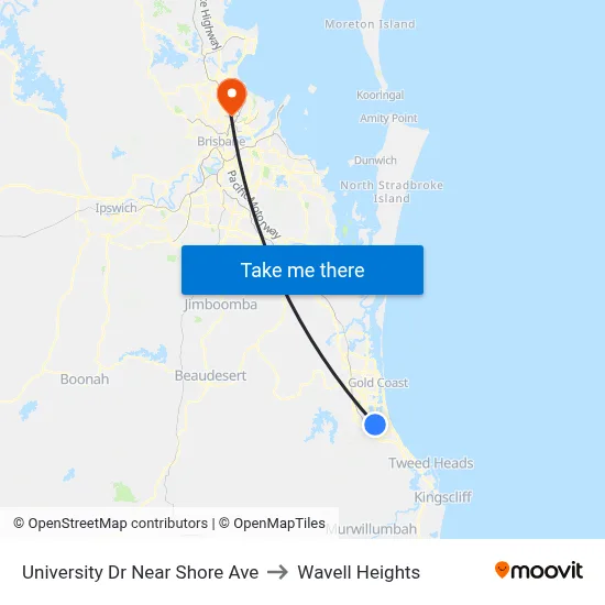 University Dr Near Shore Ave to Wavell Heights map