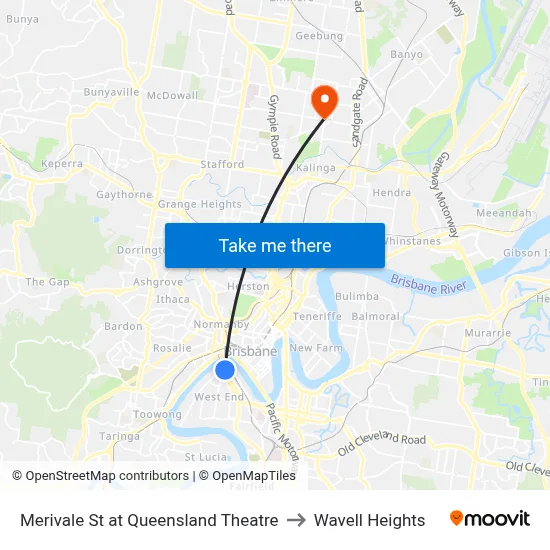 Merivale St at Queensland Theatre to Wavell Heights map