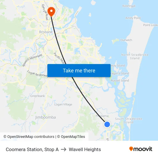 Coomera Station, Stop A to Wavell Heights map