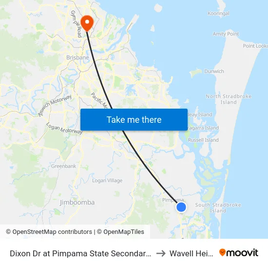 Dixon Dr at Pimpama State Secondary College to Wavell Heights map