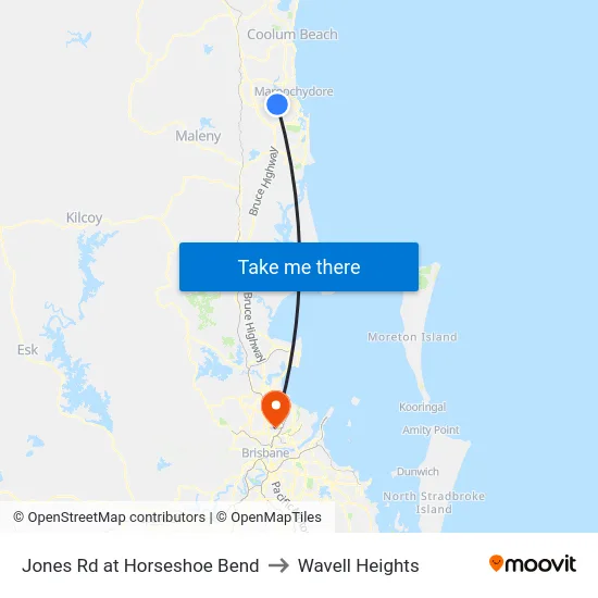 Jones Rd at Horseshoe Bend to Wavell Heights map