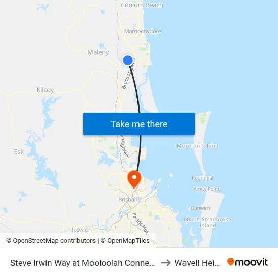 Steve Irwin Way at Mooloolah Connection Rd to Wavell Heights map