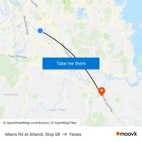 Mains Rd at Altandi, Stop 68 to Yatala map