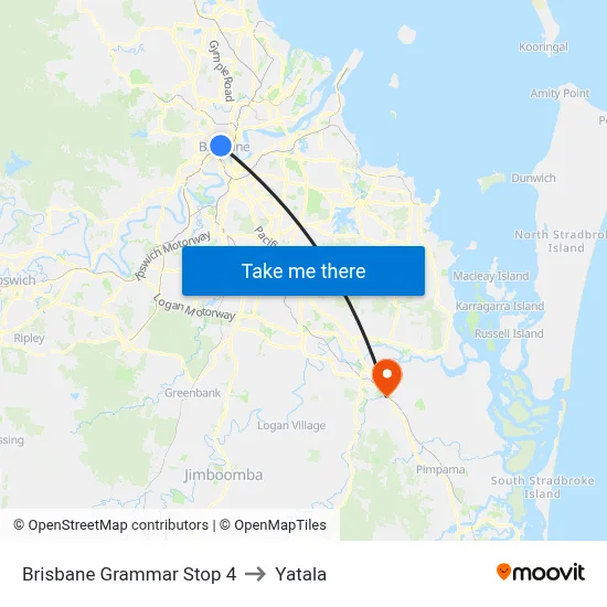 Brisbane Grammar Stop 4 to Yatala map