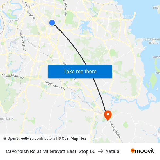 Cavendish Rd at Mt Gravatt East, Stop 60 to Yatala map