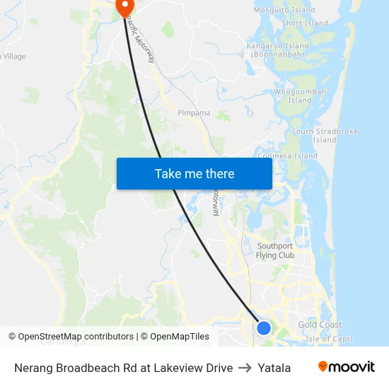 Nerang Broadbeach Rd at Lakeview Drive to Yatala map