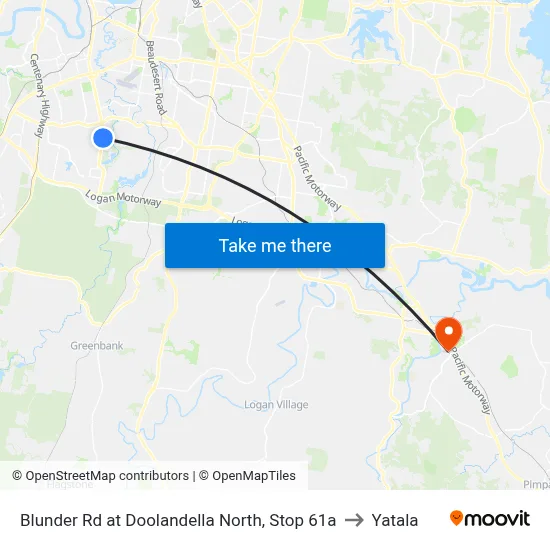 Blunder Rd at Doolandella North, Stop 61a to Yatala map