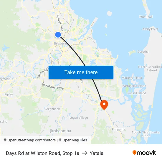 Days Rd at Wilston Road, Stop 1a to Yatala map