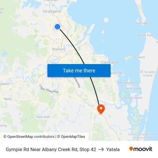 Gympie Rd Near Albany Creek Rd, Stop 42 to Yatala map