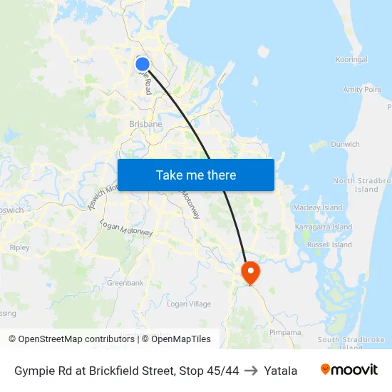 Gympie Rd at Brickfield Street, Stop 45/44 to Yatala map